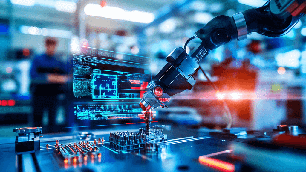 a robotic arm holding a machine